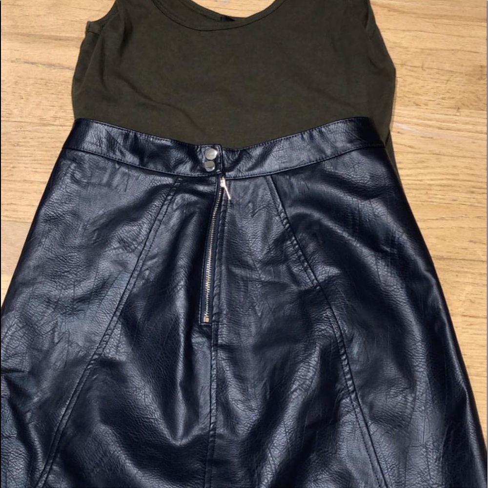 dark blue leather skirt